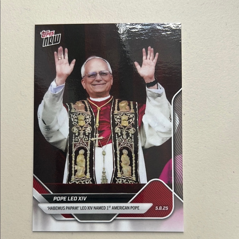 Topps Limited Production Now Pope Leo XIV Card with Red and Black Accents
